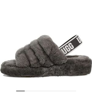 Ugg Fluff Yeah Faux Fur Slingback Sandal (Women) size 8.